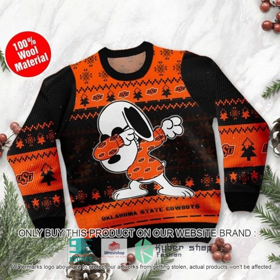 oklahoma state cowboys snoopy dabbing ugly chrisrtmas sweater 2 18865