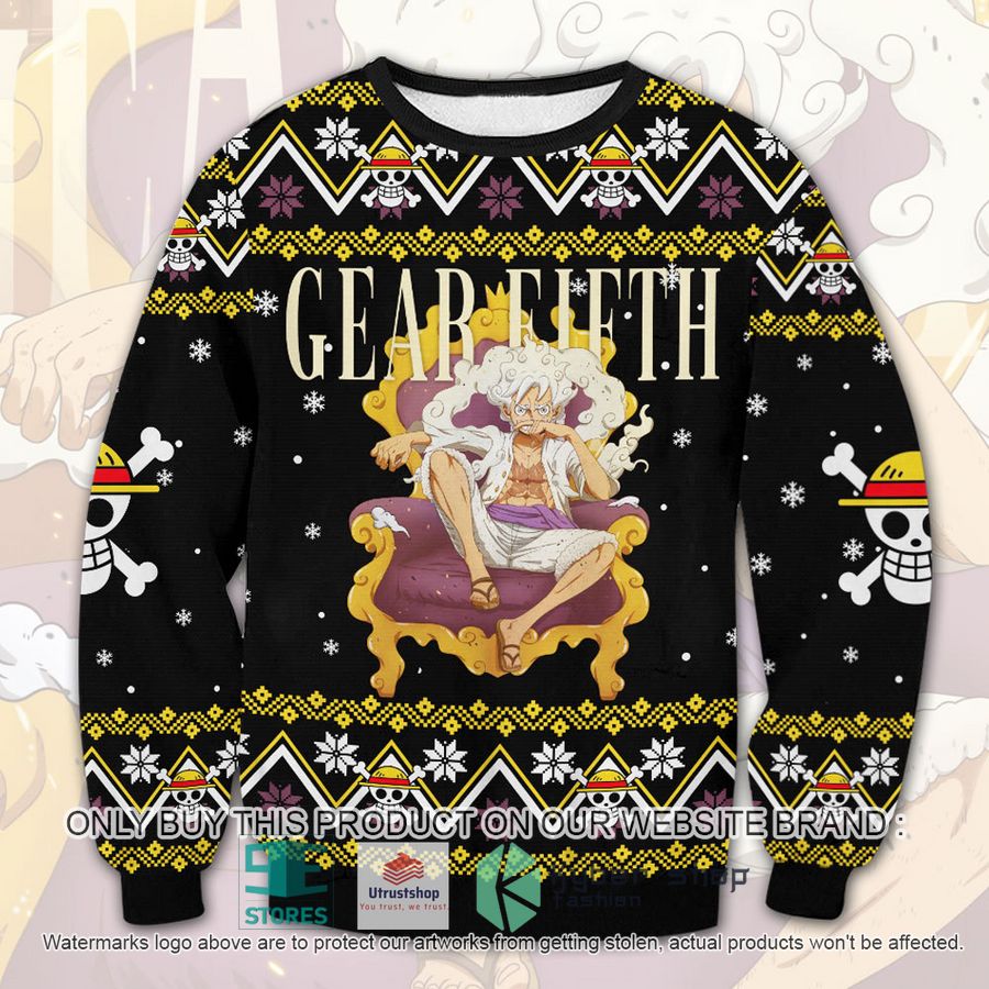 one piece luffy gear fifth black ugly christmas sweater 1 78033