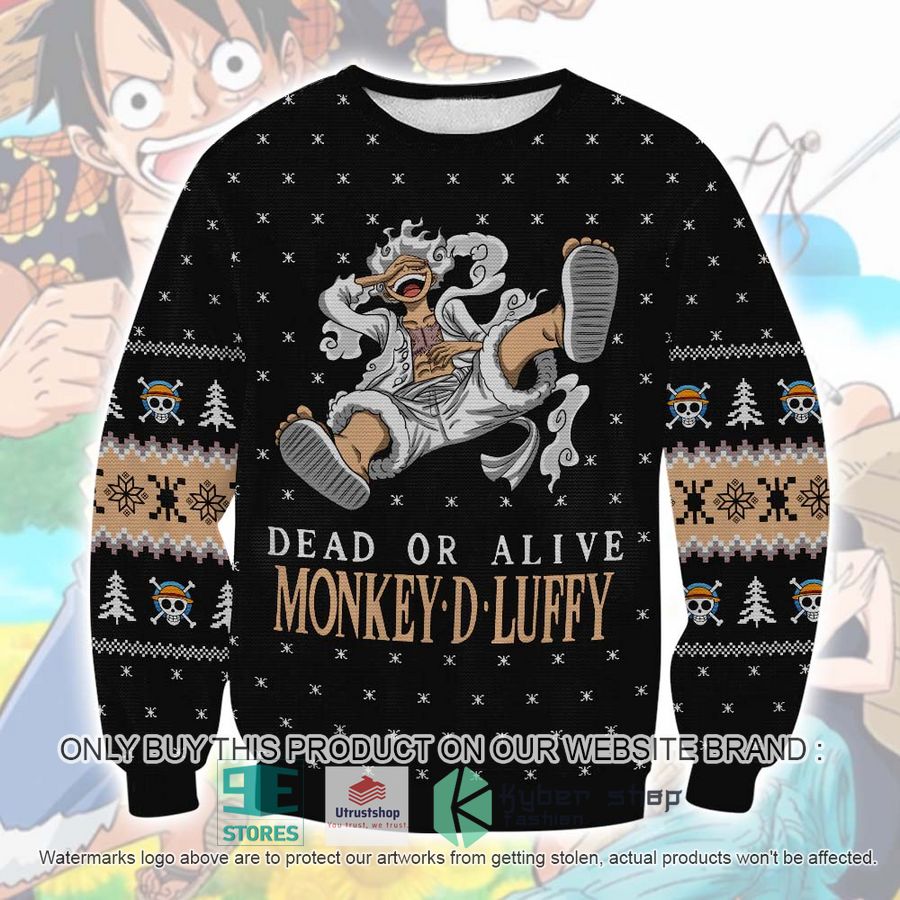 one piece monkey d luffy dead or alive ugly christmas sweater 1 8814