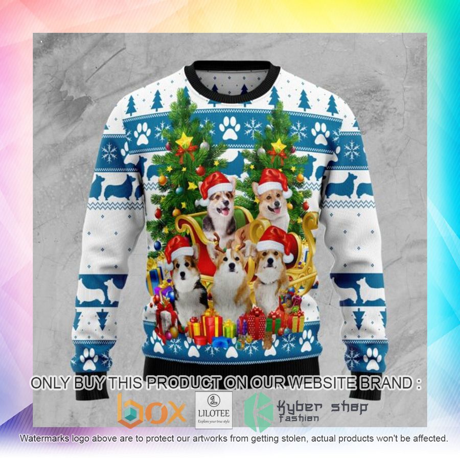 pembroke welsh corgi greeting ugly christmas sweatshirt 2 56375