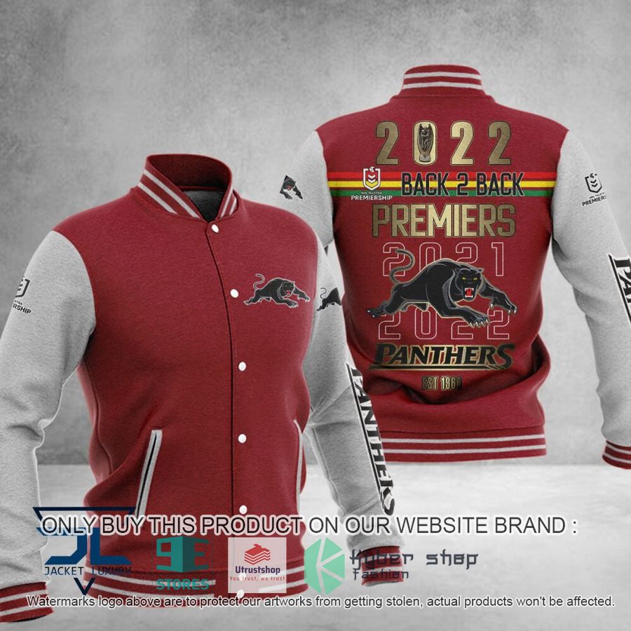 NEW Penrith Panthers 2022 Back To Back Premiers Baseball Jacket 3 penrith panthers 2022 back to back premiers baseball jacket 3 7699