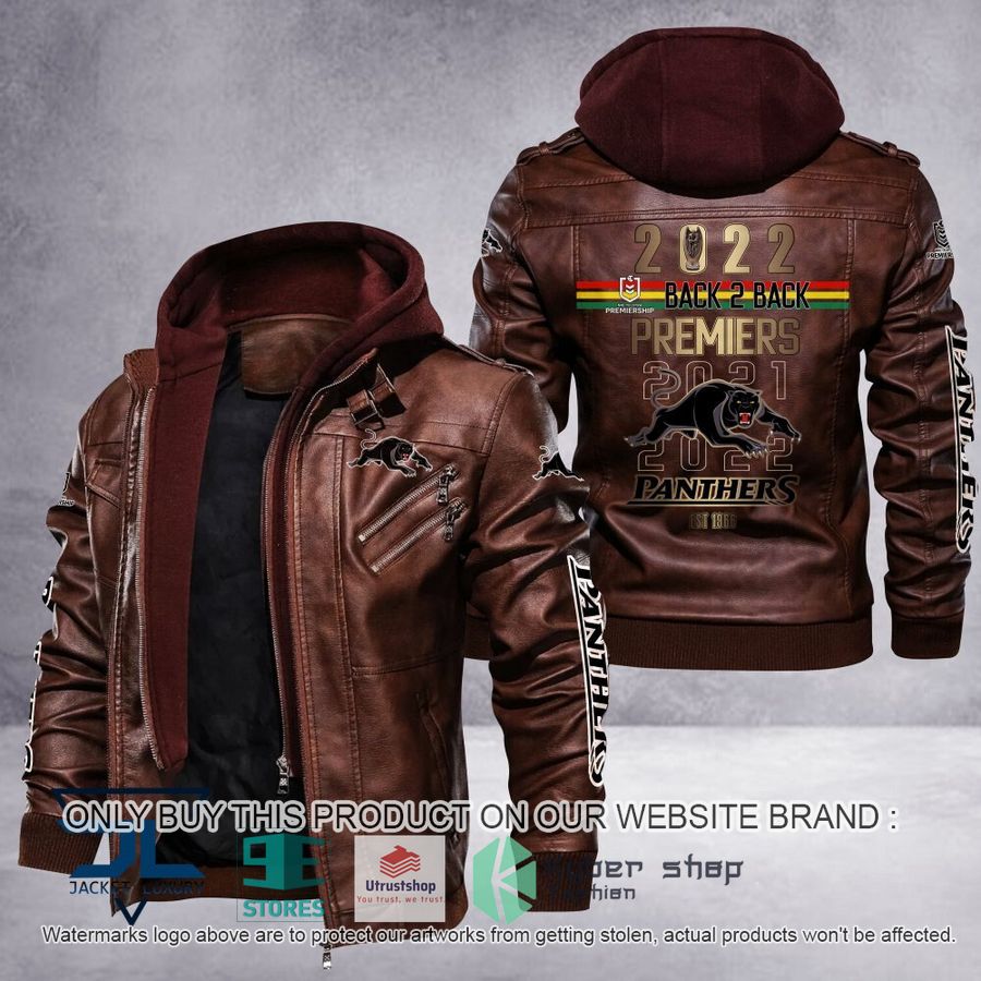 NEW Penrith Panthers 2022 Back To Back Premiers Leather Jacket 2 penrith panthers 2022 back to back premiers leather jacket 2 3225