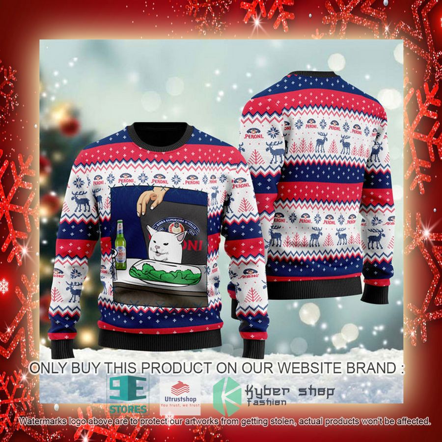 NEW Peroni Beer Cat Meme Christmas Ugly Sweater 3 peroni beer cat meme ugly christmas sweater 3 38829