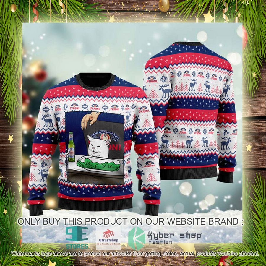 NEW Peroni Beer Cat Meme Christmas Ugly Sweater 4 peroni beer cat meme ugly christmas sweater 4 77620