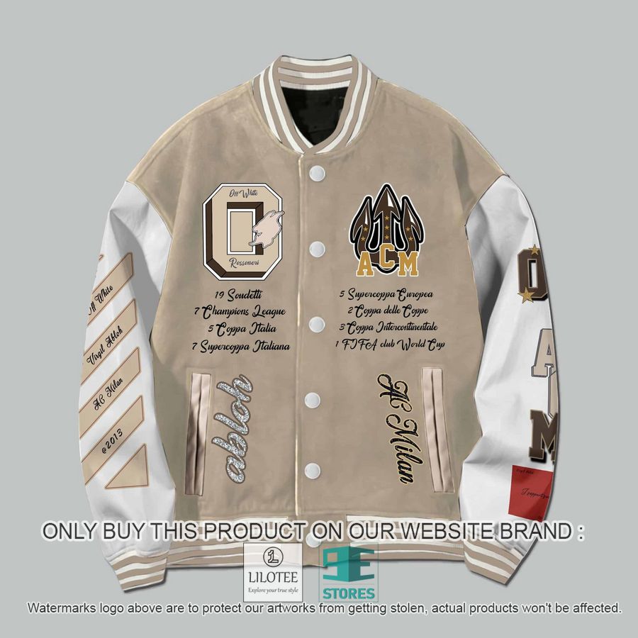 HOT Personalized AC Milan Off-White Abloh baseball jacket • Kybershop