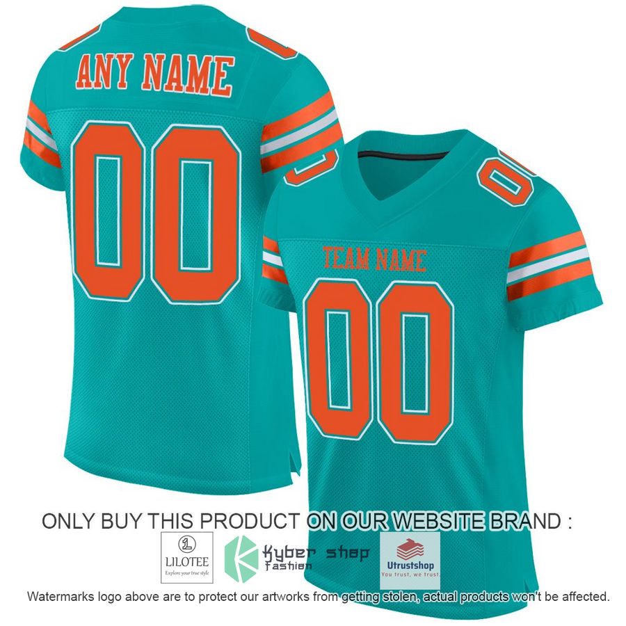 personalized aqua orange white football jersey 1 6341