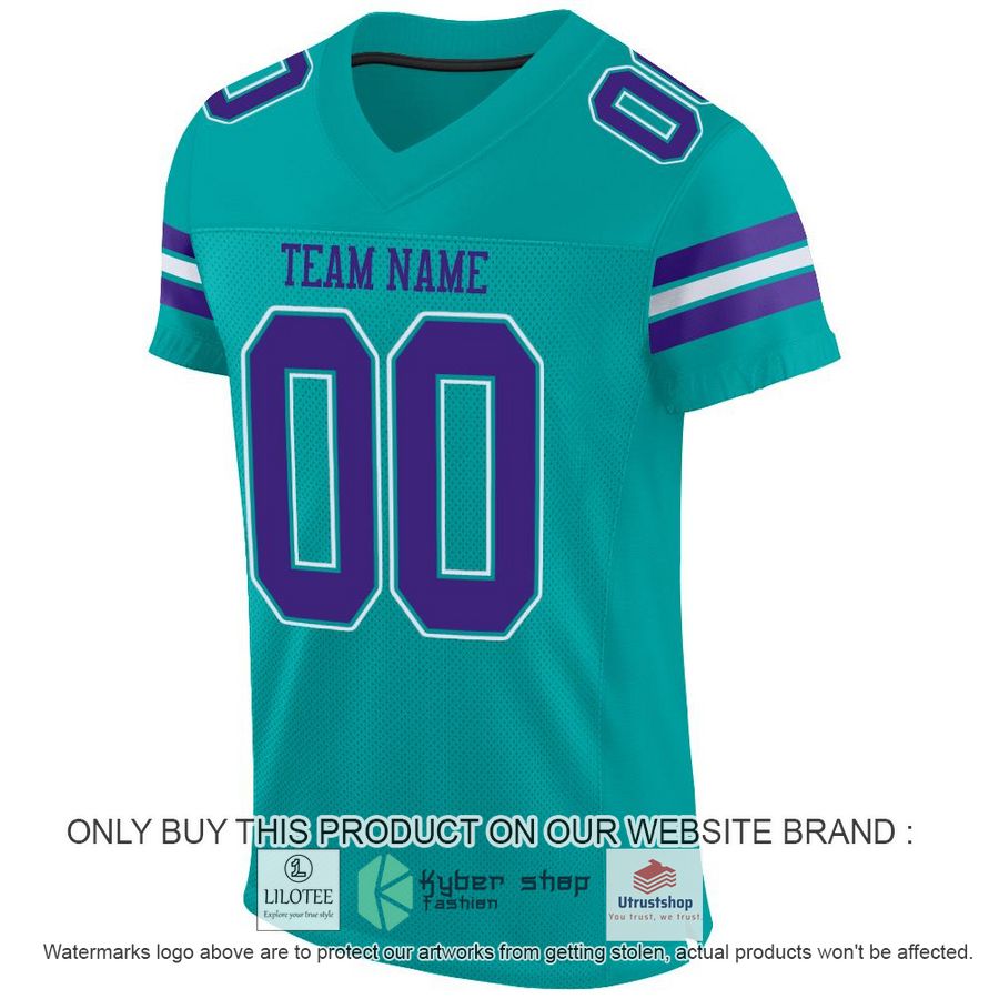 NEW Aqua Purple White CUSTOM Football Shirt 2 personalized aqua purple white football jersey 2 36527