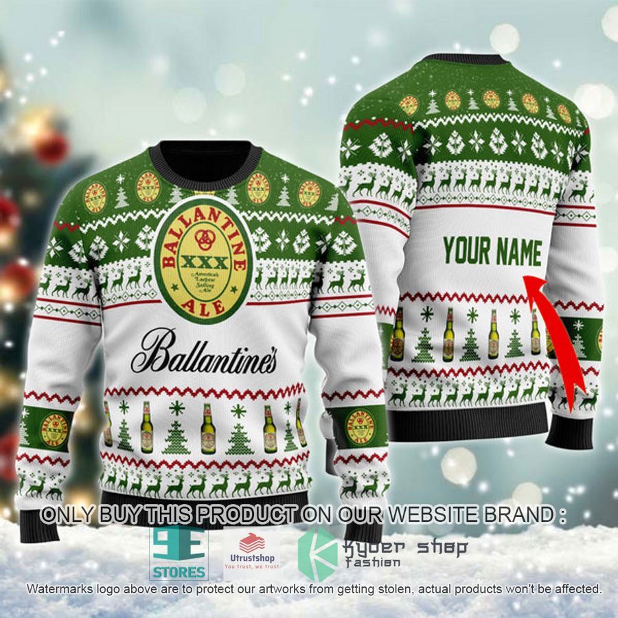 personalized ballantine beer ugly christmas sweater 1 68210