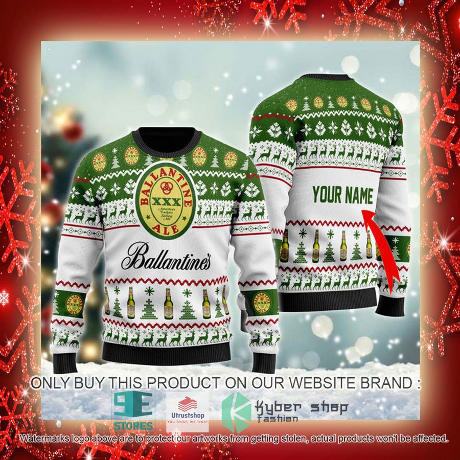 NEW Personalized Ballantine Beer Christmas Ugly Sweater 3 personalized ballantine beer ugly christmas sweater 3 87551