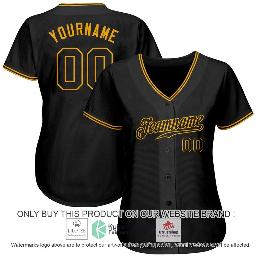 NEW Black Black Gold CUSTOM Baseball Shirt 2 personalized black black gold baseball jersey 2 88918