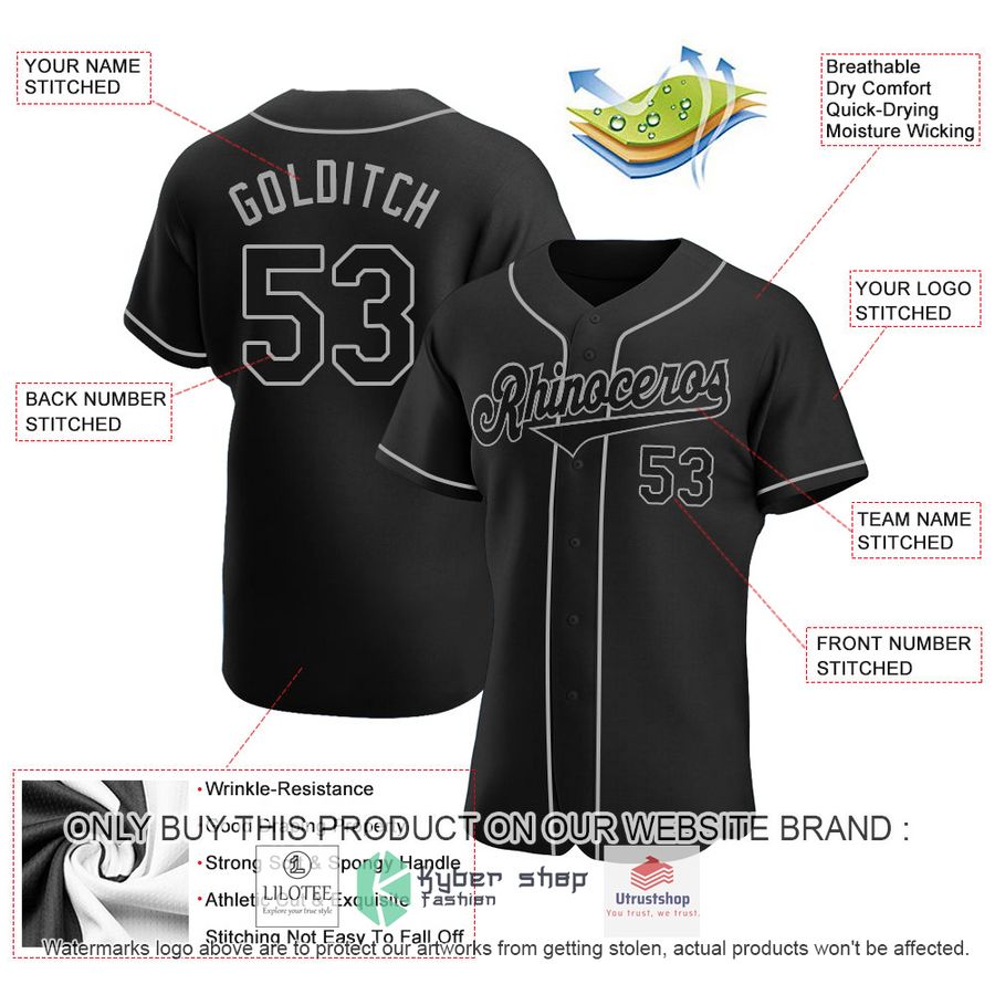 NEW Black Black Gray CUSTOM Baseball Shirt 4 personalized black black gray baseball jersey 4 65807