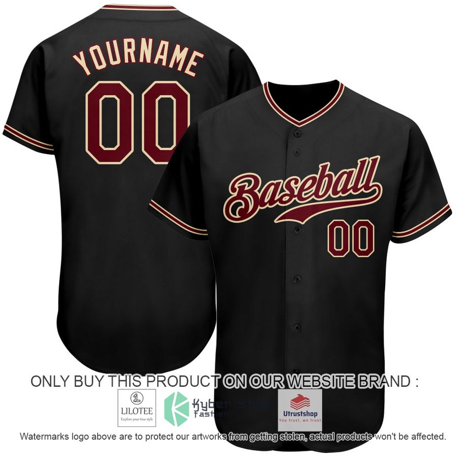 personalized black crimson khaki baseball jersey 1 32840