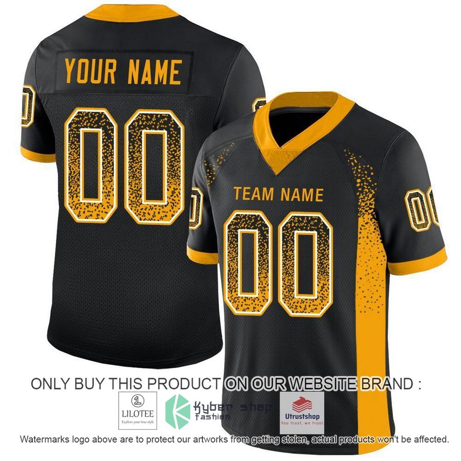 NEW Black Gold White Mesh Drift CUSTOM Football Shirt 1 personalized black gold white mesh drift football jersey 1 73551