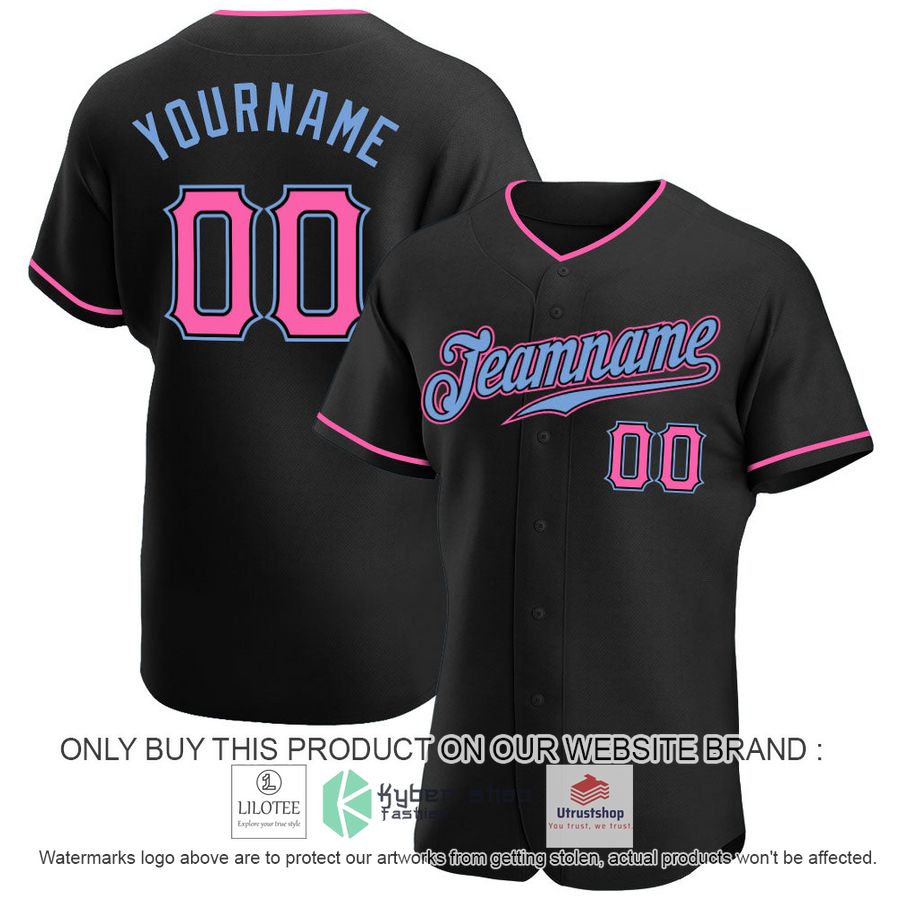 personalized black light blue pink baseball jersey 1 74316