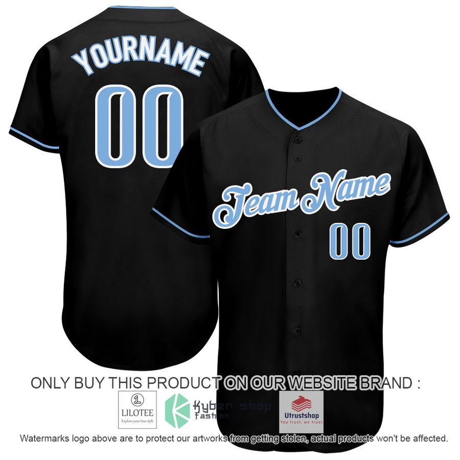 personalized black light blue white baseball jersey 1 97296
