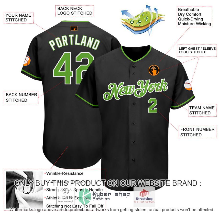 NEW Black Neon Green White CUSTOM Baseball Shirt 3 personalized black neon green white baseball jersey 3 69355