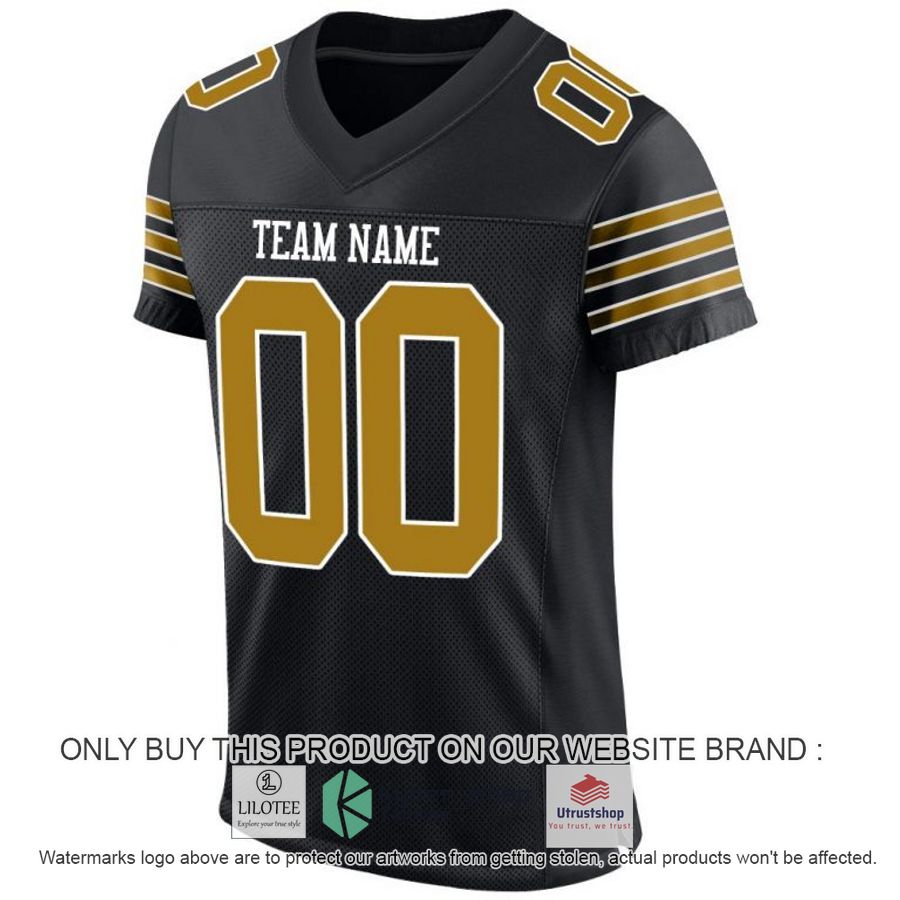 NEW Black Old Gold White CUSTOM Football Shirt 2 personalized black old gold white football jersey 2 54891