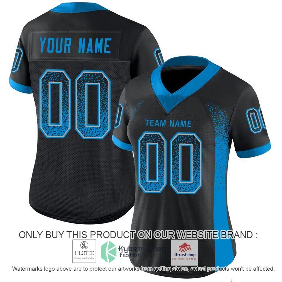 NEW Black Panther Blue Light Gray Mesh Drift CUSTOM Football Shirt 2 personalized black panther blue light gray mesh drift football jersey 2 85269