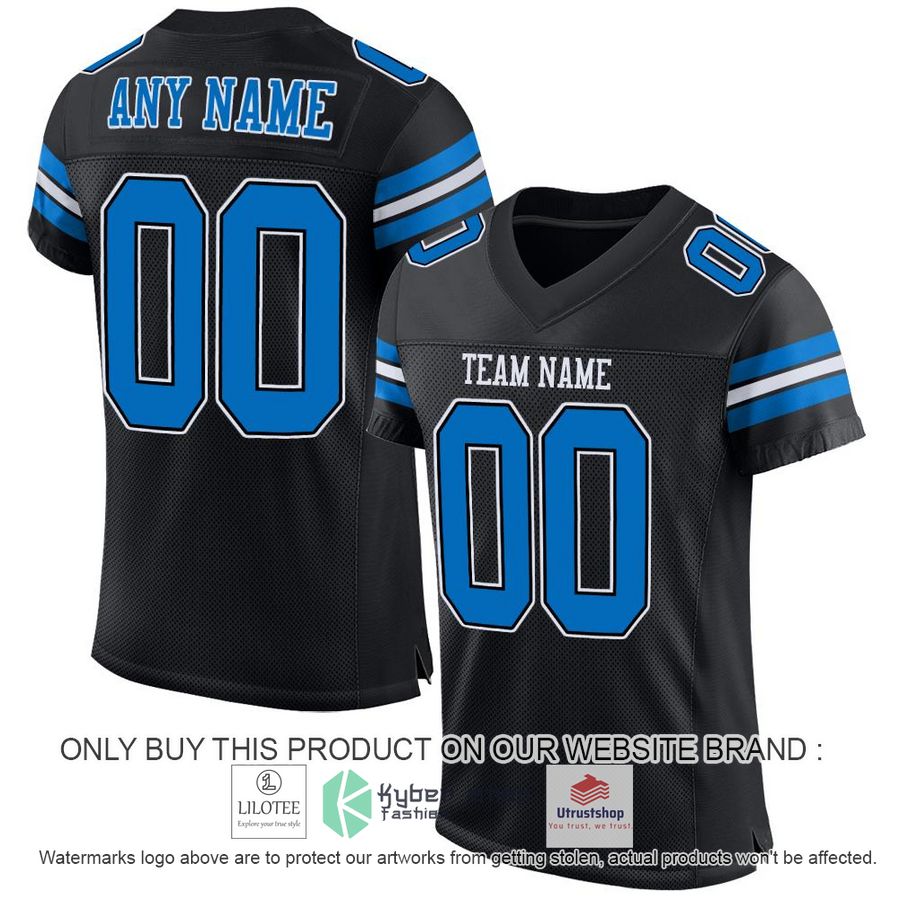 NEW Black Panther Blue White CUSTOM Football Shirt 6 personalized black panther blue white football jersey 1 62183