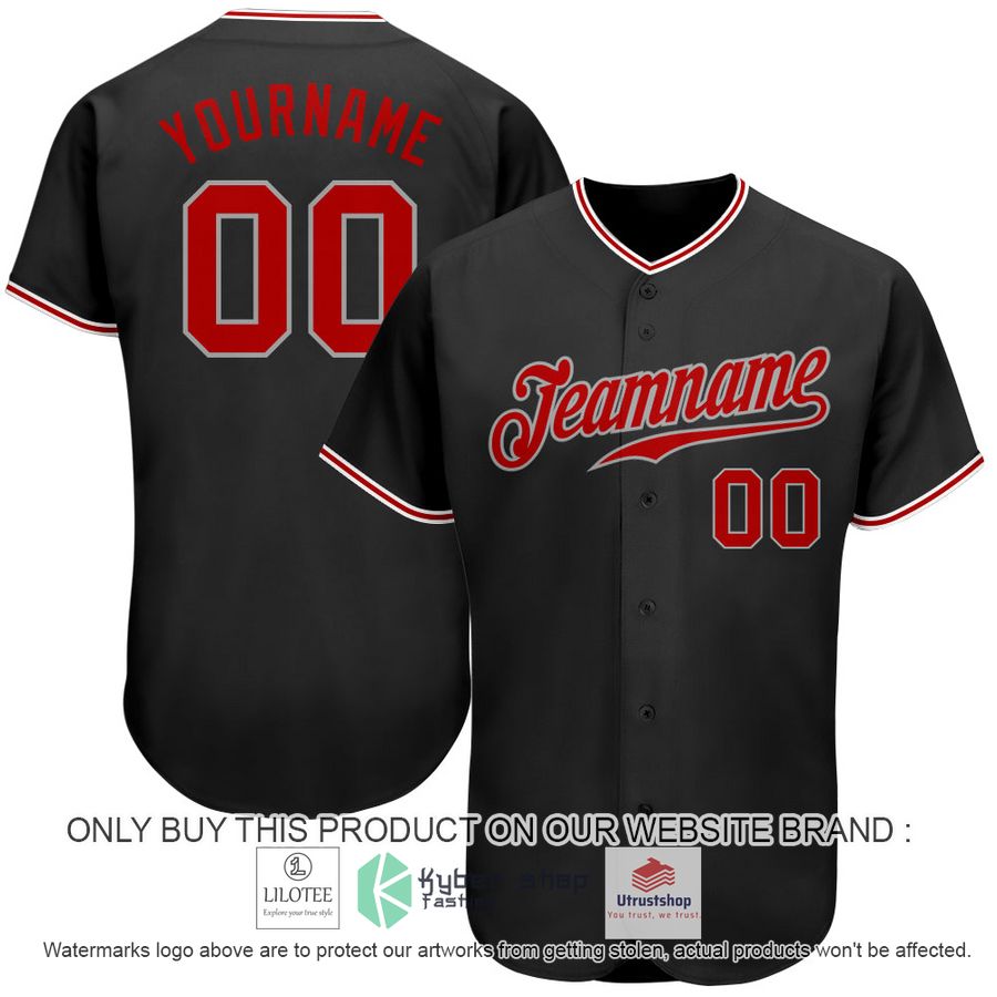NEW Black Red Gray CUSTOM Baseball Shirt 6 personalized black red gray baseball jersey 1 16844