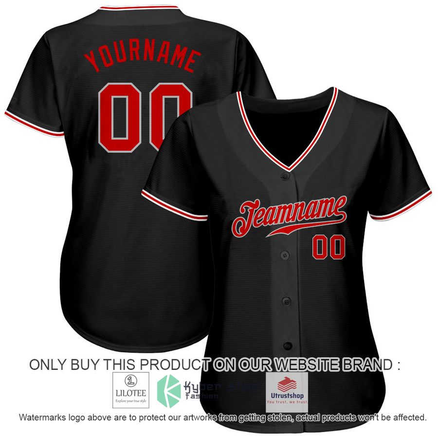 NEW Black Red Gray CUSTOM Baseball Shirt 2 personalized black red gray baseball jersey 2 53355