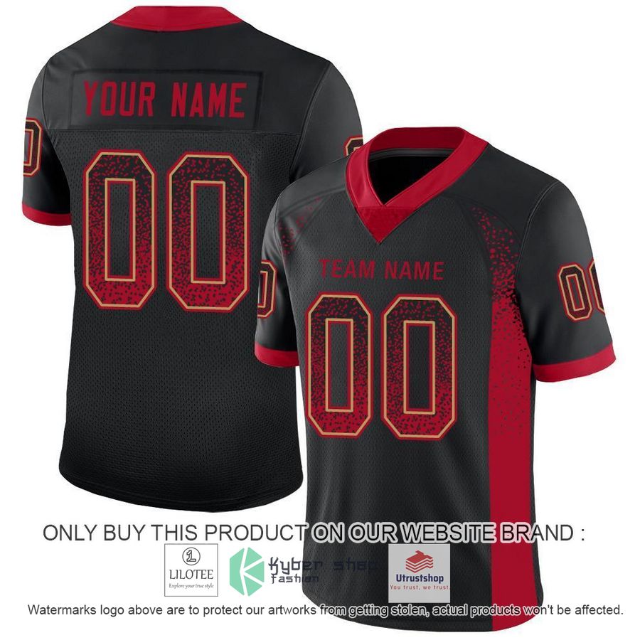 NEW Black Red Old Gold Mesh Drift CUSTOM Football Shirt 5 personalized black red old gold mesh drift football jersey 1 34323