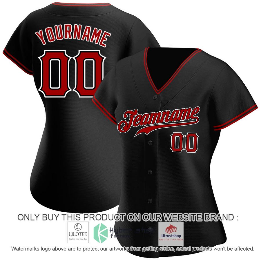 NEW Black Red White CUSTOM Baseball Shirt 3 personalized black red white baseball jersey 3 29779