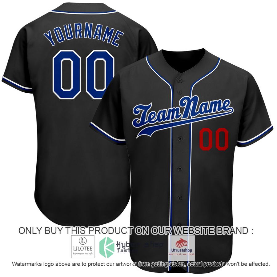 personalized black royal red baseball jersey 1 16003