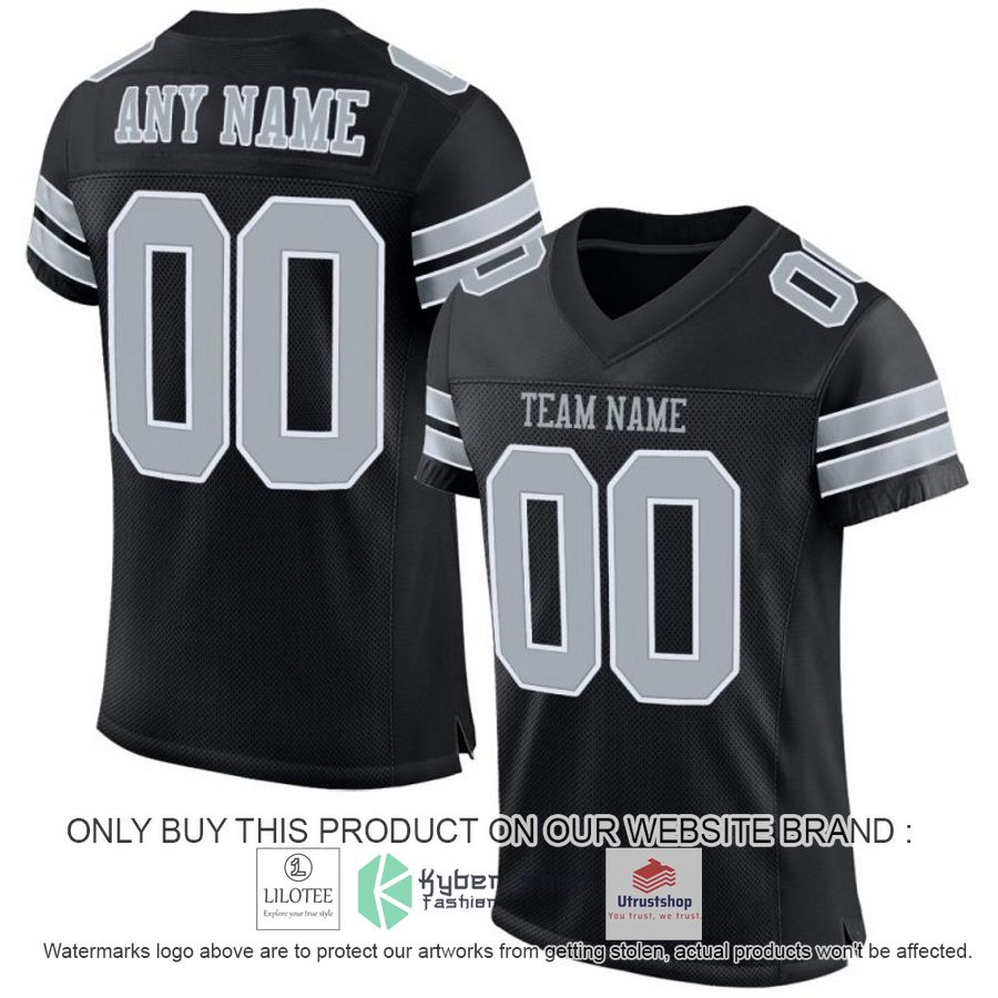 NEW Black Silver White CUSTOM Football Shirt 1 personalized black silver white football jersey 1 92700