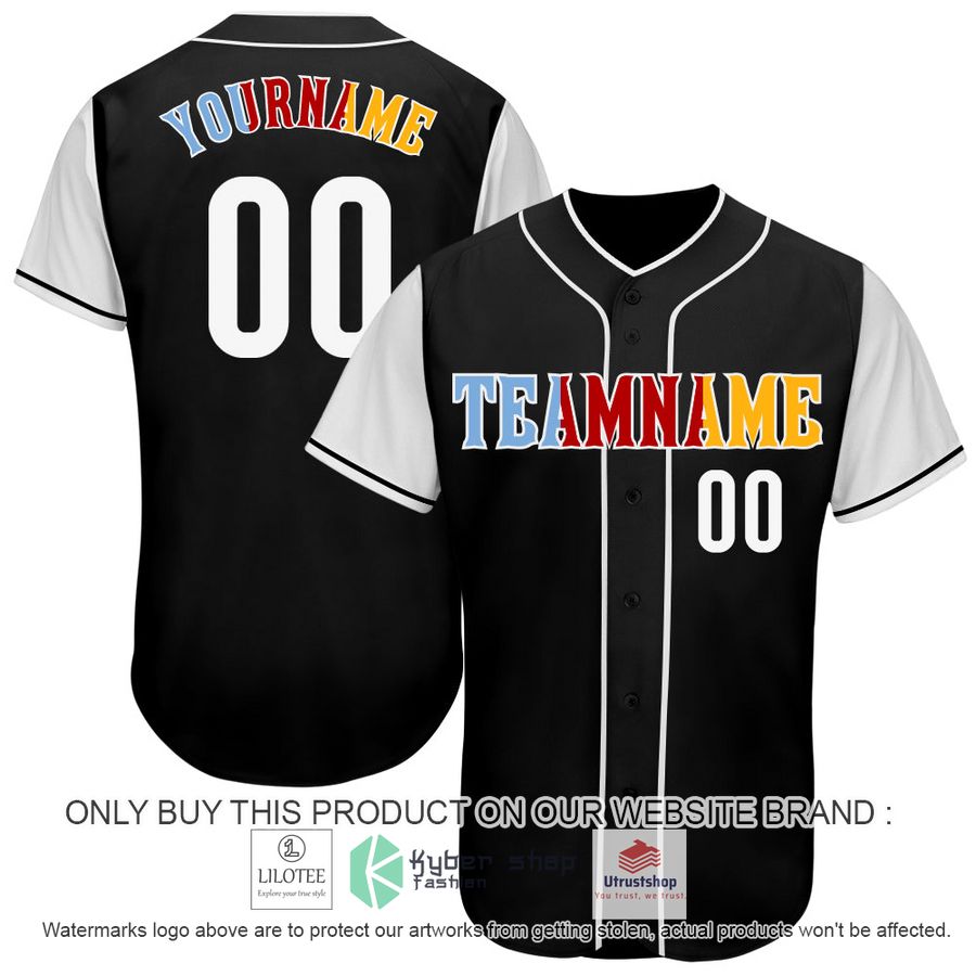 personalized black white gold two tone baseball jersey 1 3299