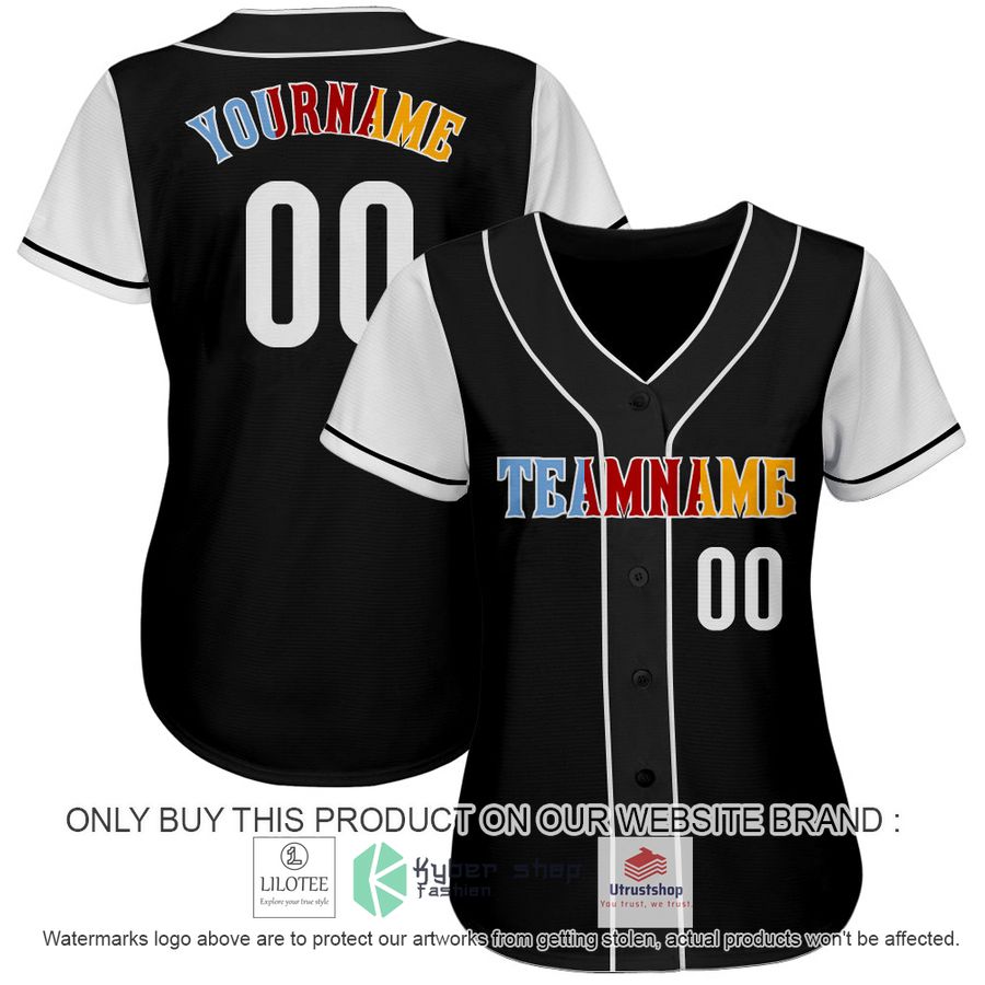 NEW Black White Gold Two Tone CUSTOM Baseball Shirt 2 personalized black white gold two tone baseball jersey 2 65340