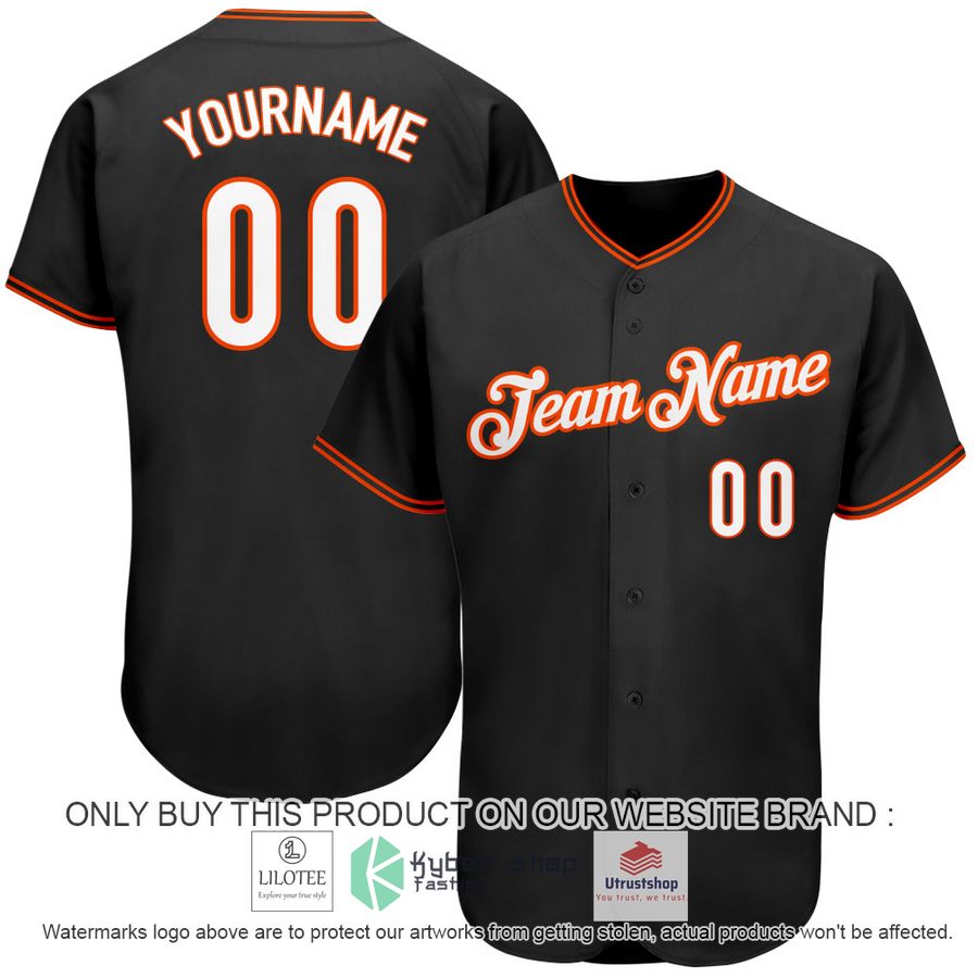 NEW Black White Orange CUSTOM Baseball Shirt 6 personalized black white orange baseball jersey 1 67615