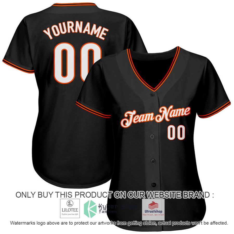 NEW Black White Orange CUSTOM Baseball Shirt 2 personalized black white orange baseball jersey 2 90294