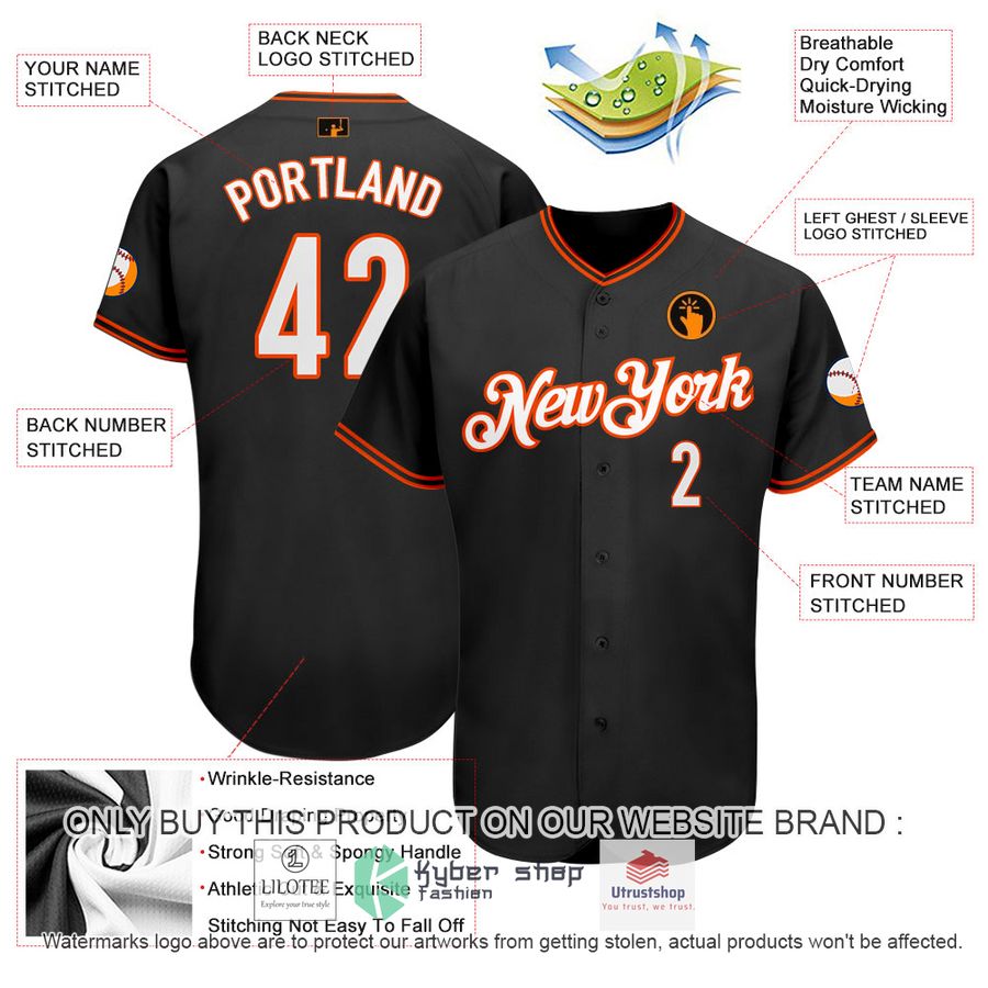 NEW Black White Orange CUSTOM Baseball Shirt 3 personalized black white orange baseball jersey 3 24634