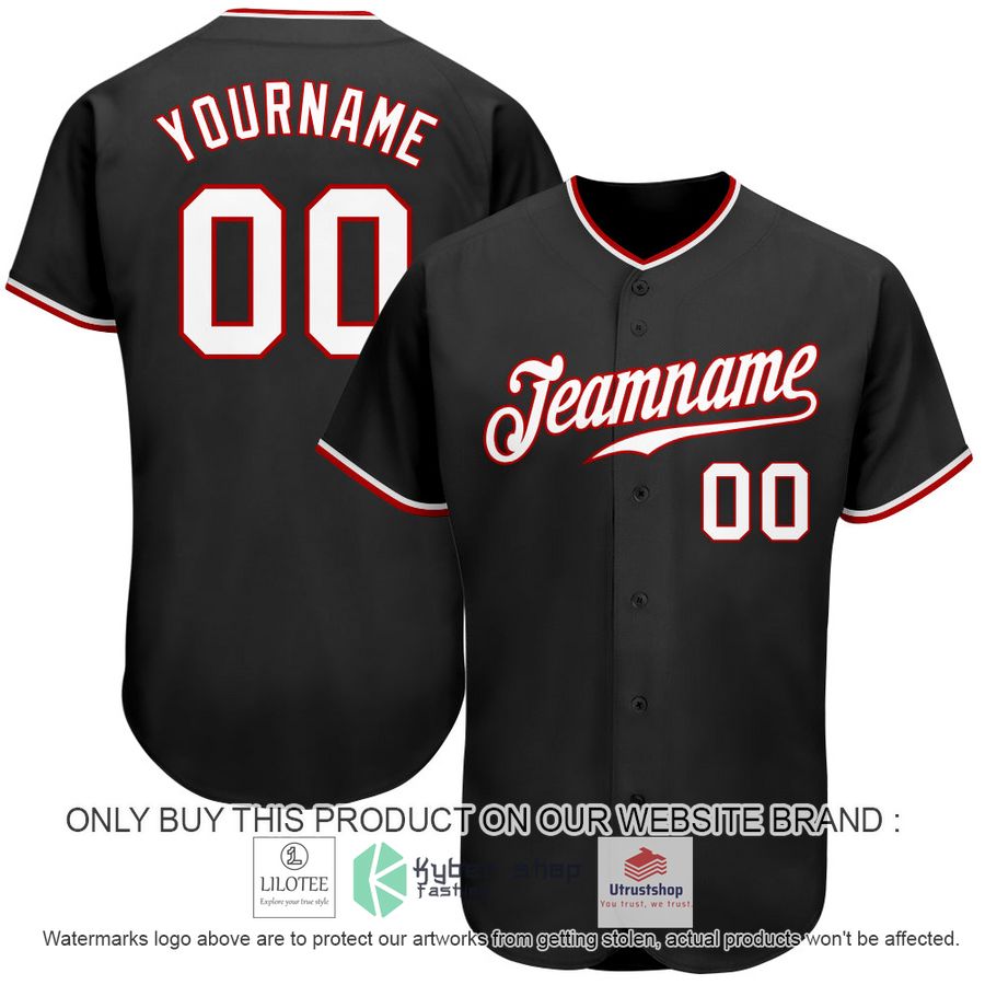 NEW Black White Red CUSTOM Baseball Shirt 1 personalized black white red baseball jersey 1 48758