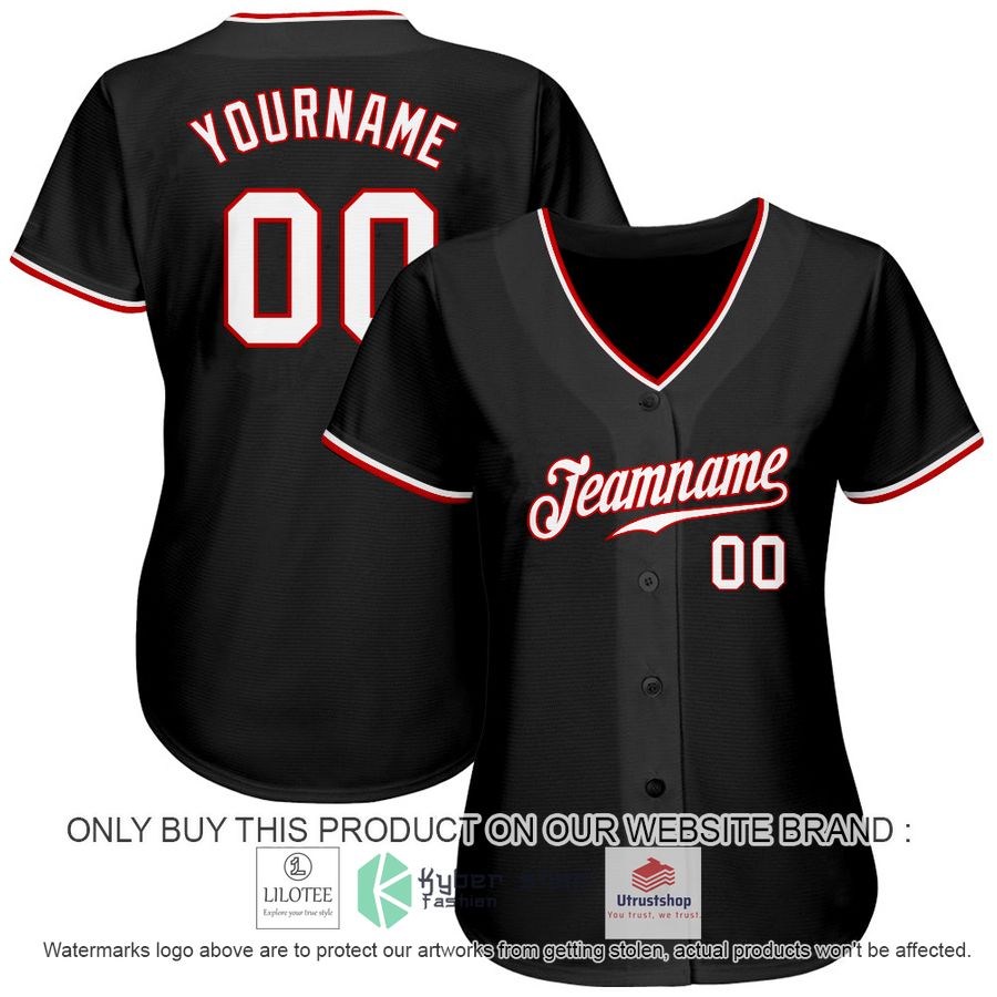 NEW Black White Red CUSTOM Baseball Shirt 2 personalized black white red baseball jersey 2 86021