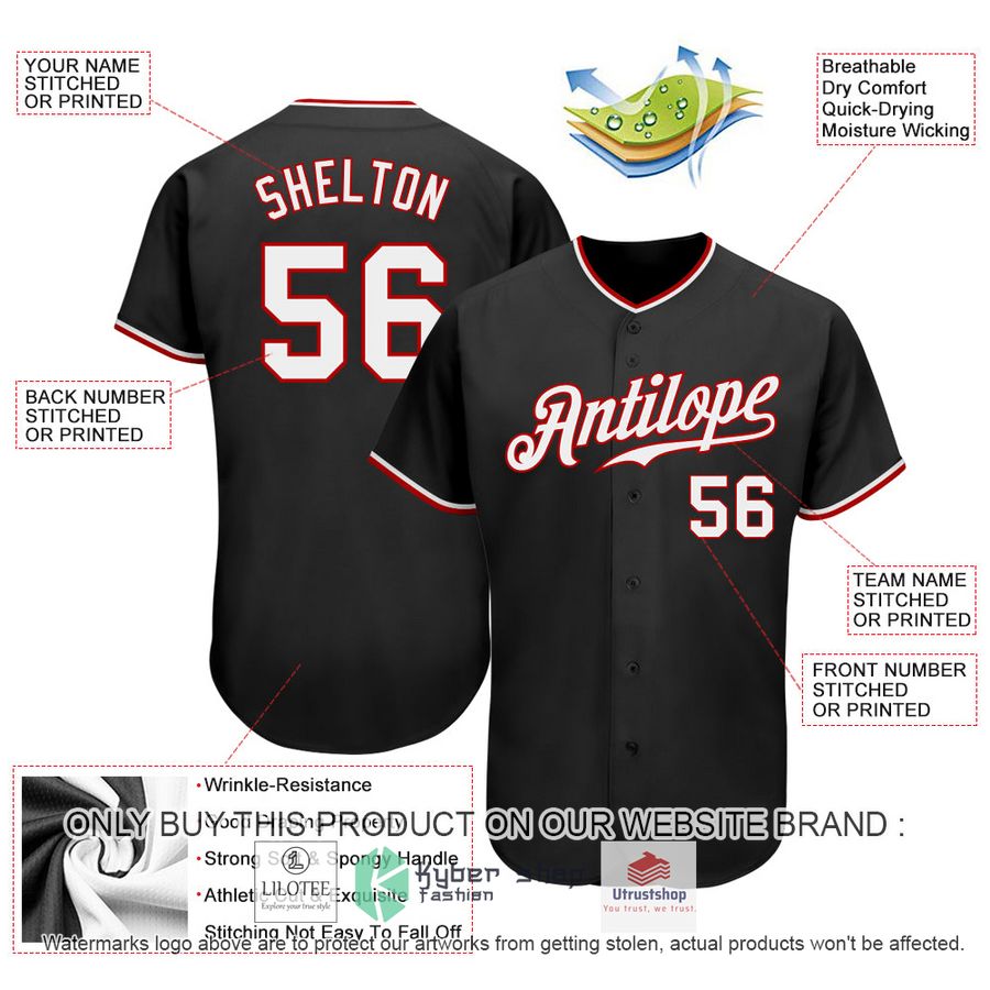 NEW Black White Red CUSTOM Baseball Shirt 3 personalized black white red baseball jersey 3 79067
