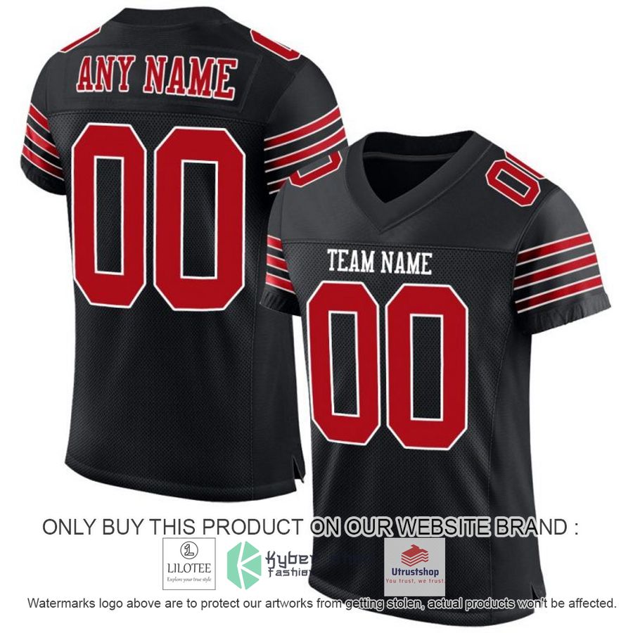 NEW Black White Red CUSTOM Football Shirt 7 personalized black white red football jersey 1 42049