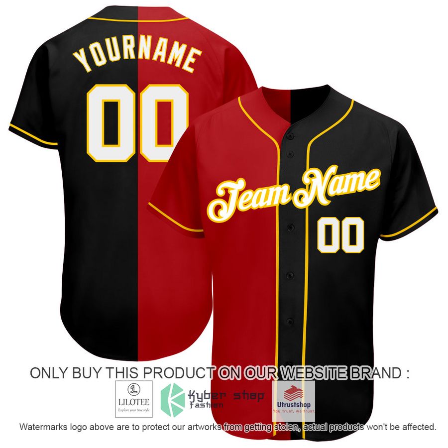 personalized black white red split baseball jersey 1 89750