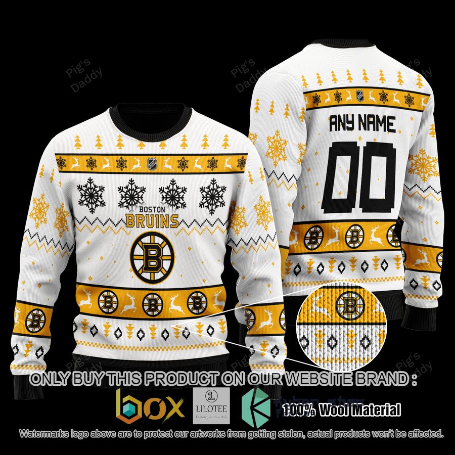 personalized boston bruins white wool sweater 1 22567