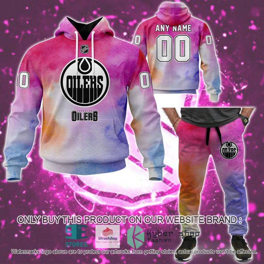 NEW Personalized Breast Cancer Edmonton Oilers Sweatpants 8 personalized breast cancer awareness nhl edmonton oilers hoodie long pants 1 66892