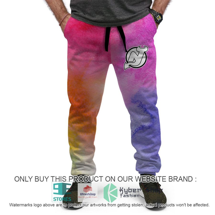 NEW Personalized Breast Cancer New Jersey Devils Sweatpants 4 personalized breast cancer awareness nhl new jersey devils hoodie long pants 4 53169