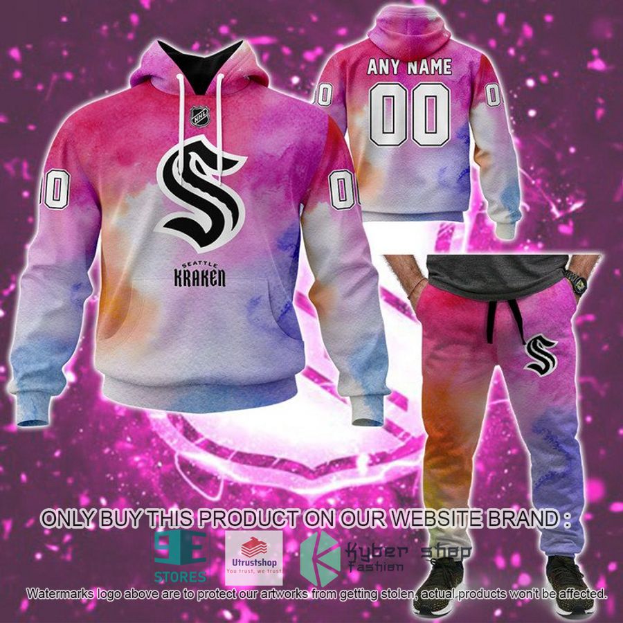 NEW Personalized Breast Cancer Seattle Kraken Sweatpants 9 personalized breast cancer awareness nhl seattle kraken hoodie long pants 1 86313