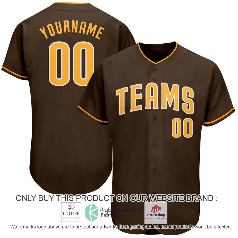 NEW Brown White Gold CUSTOM Baseball Shirt 7 personalized brown white gold baseball jersey 1 74691