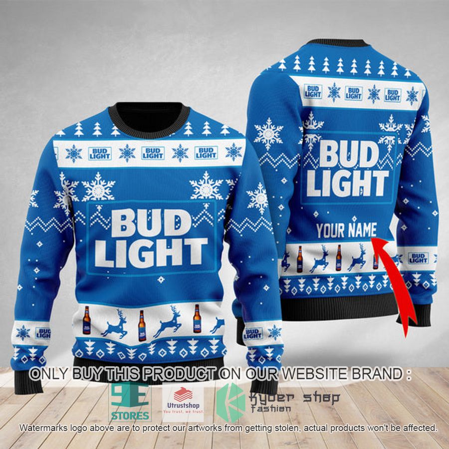 personalized bud light ugly christmas sweater 1 8926