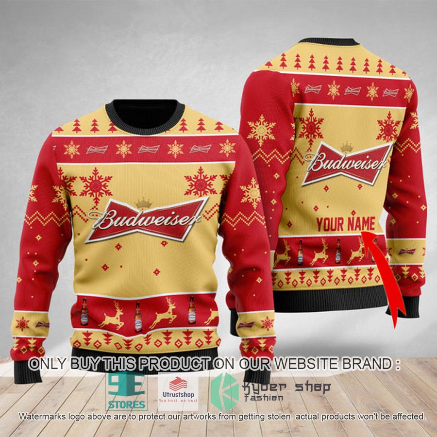 personalized budweiser beer ugly christmas sweater 1 36116
