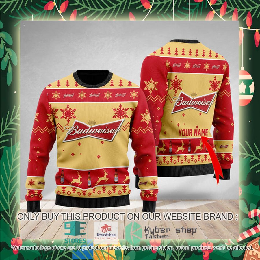 personalized budweiser beer ugly christmas sweater 2 60758