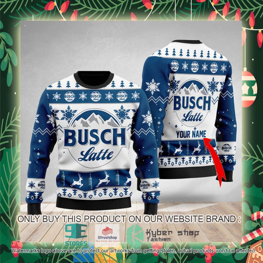 personalized busch latte ugly christmas sweater 2 12878