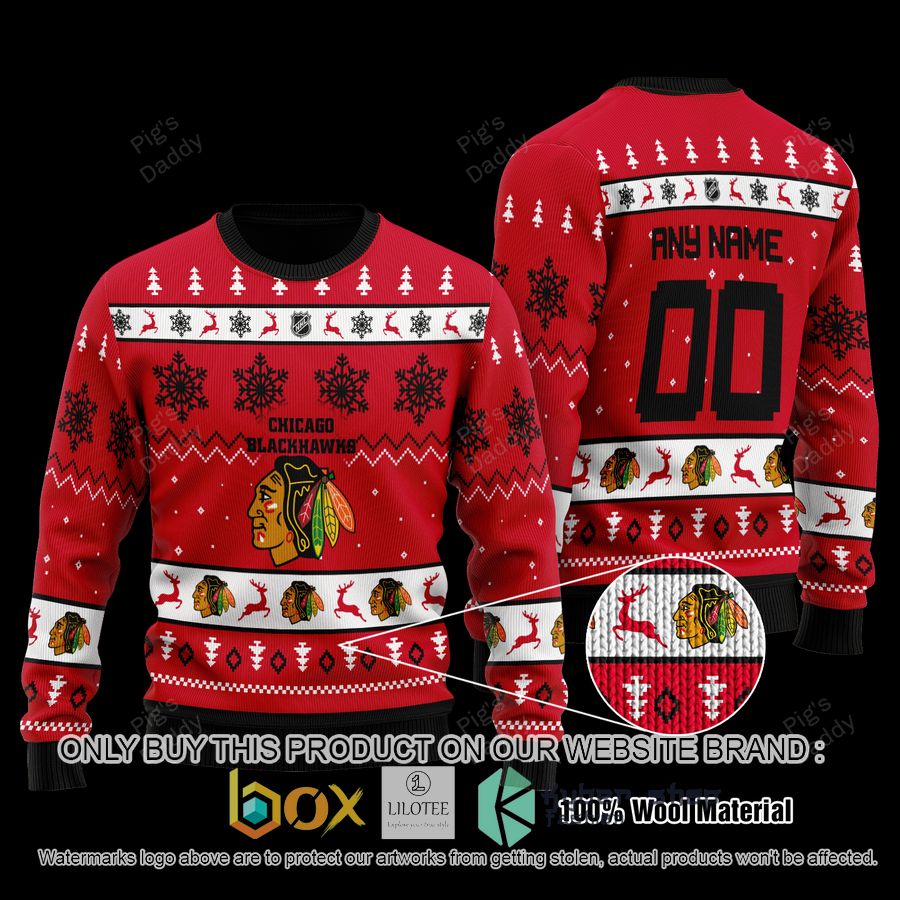 personalized chicago blackhawks wool sweater 1 50941