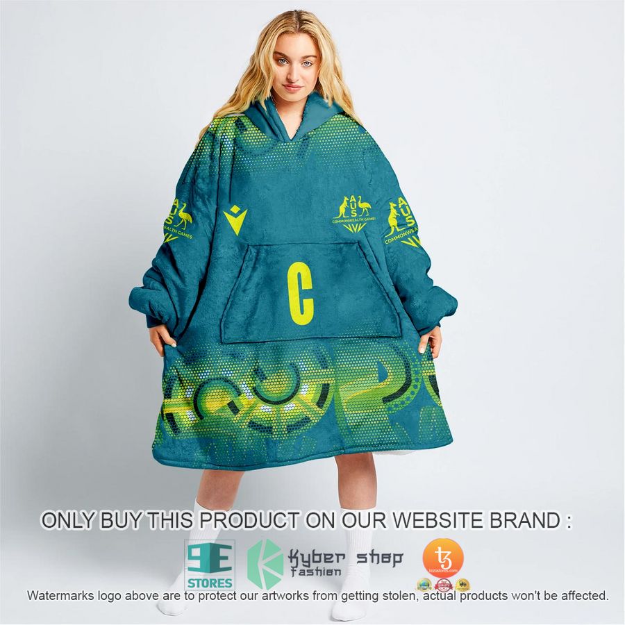 NEW Commonwealth Games Australia Diamonds Blue Custom Name Fleece Hoodie Blanket 1 personalized commonwealth games australia diamonds blue sherpa hoodie blanket 1 48057